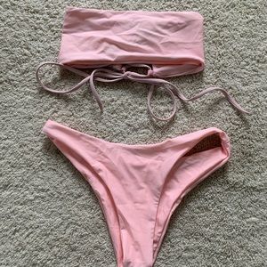 Light pink strapless bikini set